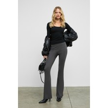 Ethiquet Lysavıne Kadın Esnek Kumaşlı Slim Fit Koyu Gri Pantolon