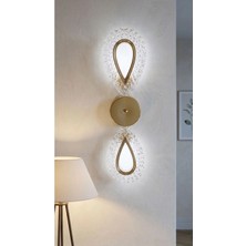Rain Model Ikili Gold 3 Renk Modu Kristal Taşlı Salon Mutfak Yatak Çocuk Odası Aplik