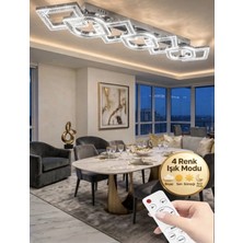 Lucia Model 7"li Gümüş 3 Renk Modu Yemek Masası Oturma Çocuk Yatak Odası Modern Ledli Avize