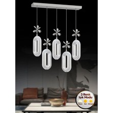 Spica Model 5"li Gümüş 3 Renk Modu Yemek Masası Oturma Çocuk Yatak Odası Modern Ledli Avize