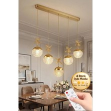 Mia Model 5"li Gold 3 Renk Modu Yemek Masası Oturma Çocuk Yatak Odası Modern Ledli Avize