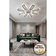 Spica Model 8'li Gümüş 3 Renk Modu Ledli Tavana Sıfır Salon Mutfak Çocuk Yatak Odası LED Avize