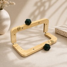 Velanee Yeşil Taşlı Ahşap Çanta Bursu 20 cm