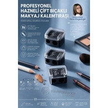 Transformacion 3'lü Profesyonel Çift Bıçaklı Makyaj Kalemi Açacağı - Alman Çeliği Keskinliği & Şeffaf Hazneli