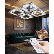 Aria Model Gümüş 4"lü Ledli 3 Renk Modu Kristal Salon Mutfak Yatak Çocuk Odası Avize