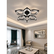 Yaprak Model Siyah 6"lı Ledli 3 Renk Modu Kristal Salon Mutfak Yatak Çocuk Odası Avize