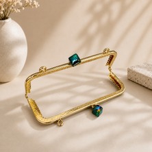 Velanee 15 cm Renkli Taş Detaylı Altın Renk Metal Çanta Klipsi