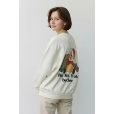 Oversize Winnie The Pooh Baskılı Içi Polarlı Yumuşak Dokulu Sweatshirt