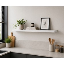 Erdem Mobilya 100X20 cm Beyaz Duvar Rafı – Gizli Bağlantılı Dekoratif Raf