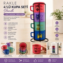Özne Rakle Standlı 4.lü Renkli Cam Kupa Seti