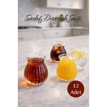Dilay Home 12'li 200 ml Borosilikat Çizgi Desenli Cam Bardak Seti Isıya Dayanıklı Şeffaf