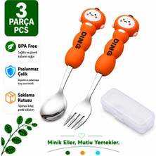 Jojobebek Figürlü Premium Çocuk Bpa Free Paslanmaz Çelik Uçlu Çatal-Kaşık Set