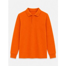 Rozelt Turuncu Uzun Kollu Polo Yaka Lakos Okul T-Shirt