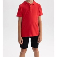 Rozelt Kırmızı Kısa Kollu Polo Yaka  Okul T-Shirt