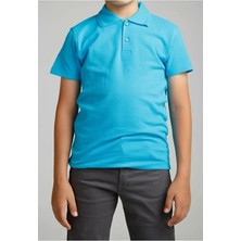 Rozelt Turkuaz  Kısa Kollu Polo Yaka Lakost  Okul T-Shirt