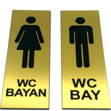 St. Morritz Wc Tuvalet Tabelası Bayan Bay Takım 2 Adet Kapı Yönlendirme Levhası 5 cm x 15 cm Rezopal Levha