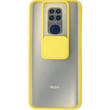 Kmrsfres Newface Xiaomi Redmi Note 9 Kılıf Palm Buzlu Kamera Sürgülü Silikon - Sarı