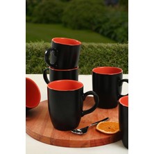 St. Morritz Mat Siyah / Turuncu Bulut Kupa 9 cm 6 Adet
