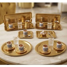 St. Morritz 3 Farklı Model 6 Lı Gold Sunum Tepsisi Kare Yuvarlak ve Dikdörtgen Lüx Sunum