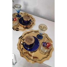 St. Morritz Çelik Gold Renk 2 Adet Yuvarlak Dalgalı Model Sunum Tepsisi Servis
