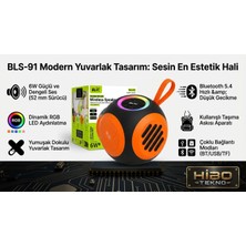 HiboTekno Bls-91 Kablosuz Bluetooth 5.4 Rgb Işıklı 6W Taşınabilir Yuvarlak Mini Hoparlör – Askılı & Type-C Şarjlı