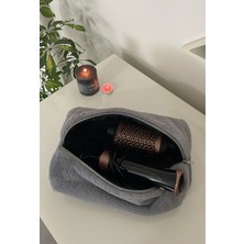 Wooly Joys Gri Peluş Dyson Airwrap Dyson Airstrait Uyumlu Çanta / Seyahat Çantası / Büyük Boy Saç Şekillendirici Çantası / Valiz Içi Organizeri / Kozmetik Taşıma Çantası / 23 Farklı Renk Seçeneğiyle