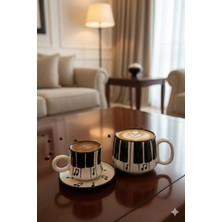 St. Morritz Canım Kendim Serisi Piyano Desenli, El Yapımı Seramik ve Kupa Takımı, Mug, Hand Made