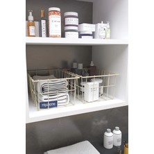 St. Morritz 2'li Büyük Boy Düzenleyici Lüks Mutfak Düzenleyici Banyo Organizer Metal Meyve Sepeti