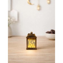 St. Morritz Mini Ramazan Feneri – LED Işıklı Pilli Eskitme Detaylı Altın 10 cm
