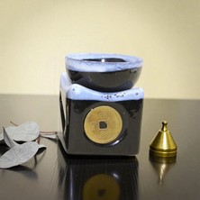St. Morritz Feng Shui Para Motifli Seramik Aroma Lambası Buhurdanlık Vip
