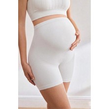 Fit Women Hamile Şort Yüksek Bel Toparlayıcı Şort 2005-BEYAZ
