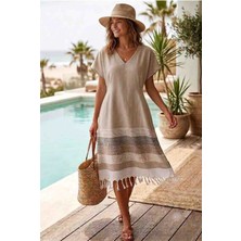 Trendol Fashion Life Deniz /plaj Elbisesi / Kimono /peştemal /açık Kahve M Beden