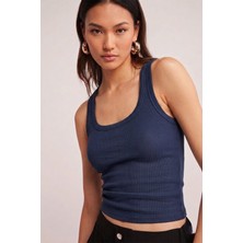 Fit Women Pamuklu Kadın Fitilli Görünümlü Kalın Askılı Basic Atlet 4624-ANTRASIT