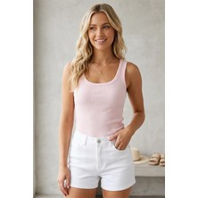 Fit Women Kadın Fitilli Görünümlü Kalın Askılı Basic Atlet 4623-PEMBE