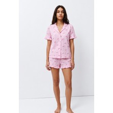 Fit Women Kadın Desenli Trend Pembe Pijama Takımı