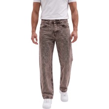 Rizzup Erkek Açık Kahve Yıkamalı Baggy Fit Likralı Bol Kesim Esnek Jean Kot Pantolon 2600059