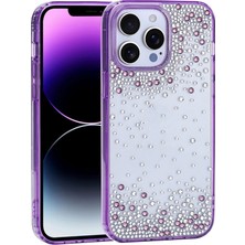 Mobify iPhone 14 Pro Max Kılıf Pırva Işıltılı Damla Taşlı Şeffaf Kapak