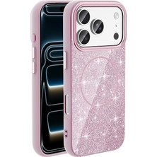 Mobixa iPhone 18 Pro Kılıf Pırıl Magsafe Simli Parlak Kapak