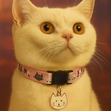 St. Morritz Kedi Desenli Süslü Kedi Tasması – Güvenlik Tokalı, Zilli, Ayarlanabilir, 4 Renk Seçenek