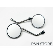 Ctvr Universal Motosiklet Aynası Seti - 10 mm Yuvarlak Nikel Krom Yan Ayna Takımı - R&n Store
