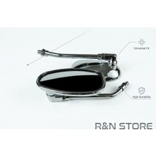 Ctvr Universal Motosiklet Oval Yan Ayna Seti - Krom Nikel Kaplama Ayarlanabilir 10MM  Ayna Takımı - R&n Store