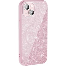 Royal Case iPhone 15 Plus Kılıf Parlak Sim Tasarımlı Şık Kamera Yükseltili Magsafe Kapak Ryc/okso
