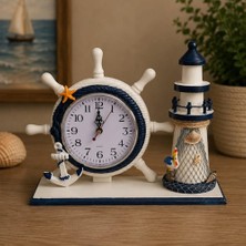 Keyfim Shop Deniz Feneri ve Dümen Temalı Dekoratif Masa Saati