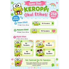 Ceres Studio Okul Etiketi Kalem Defter Isimli Etiket Isim Yazılabilen Yeni Keroppi Temalı - 258 Adet Özel Yeni Tasarım
