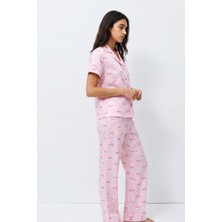 Fit Women Standart Boy Elastanlı Pembe Pijama Takımı