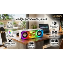 HiboTekno Blıc Bls-71 10W Bluetooth Hoparlör Kablosuz Taşınabilir Şeffaf Rgb Işıklı Tws Stereo Tf Kart Fm Radyo Destekli