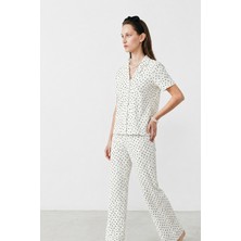 Fit Women Regular V Yaka Günlük Kar Beyaz Pijama Takımı