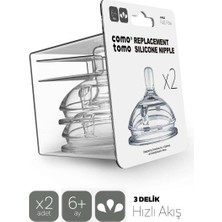 Comotomo Silikon 2'li Biberon Emziği Hızlı Akış 6+ Ay