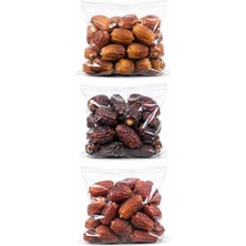 Hazar Gıda 3'lü Karma Hurma Seti: Bağdat, Medine ve Kudüs Hurması (3X500 Gr) 1.5 kg