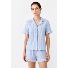 Fit Women Kadın Relaxed Lastikli Mavi Pijama Takımı